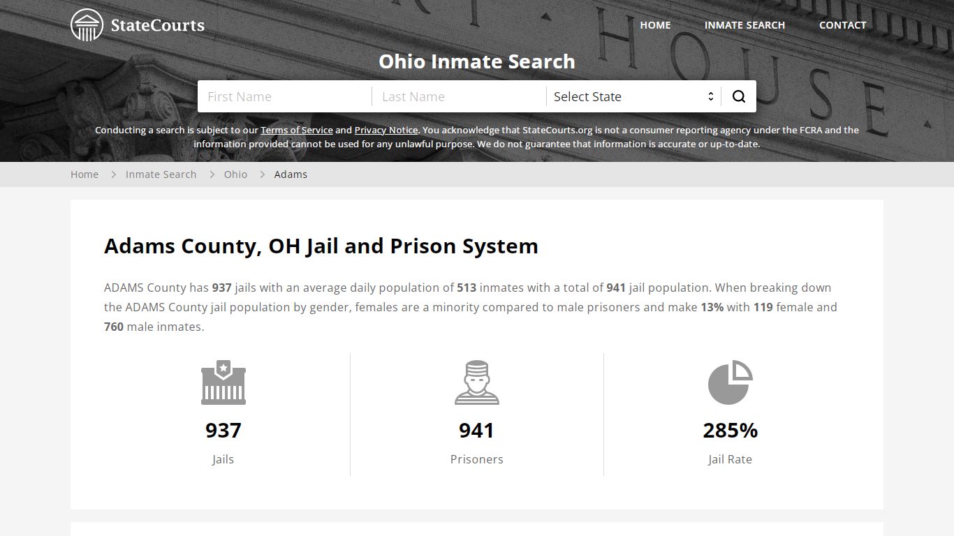 Adams County, OH Inmate Search - StateCourts
